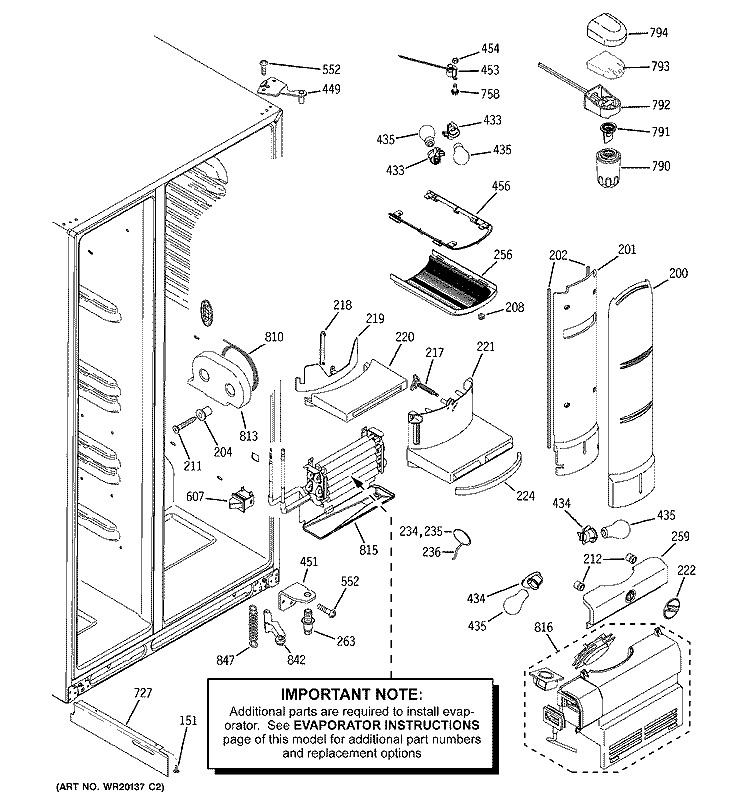 FRESH FOOD SECTION Diagram and Parts List for PSC25PSWASS  General Electric Refrigerator