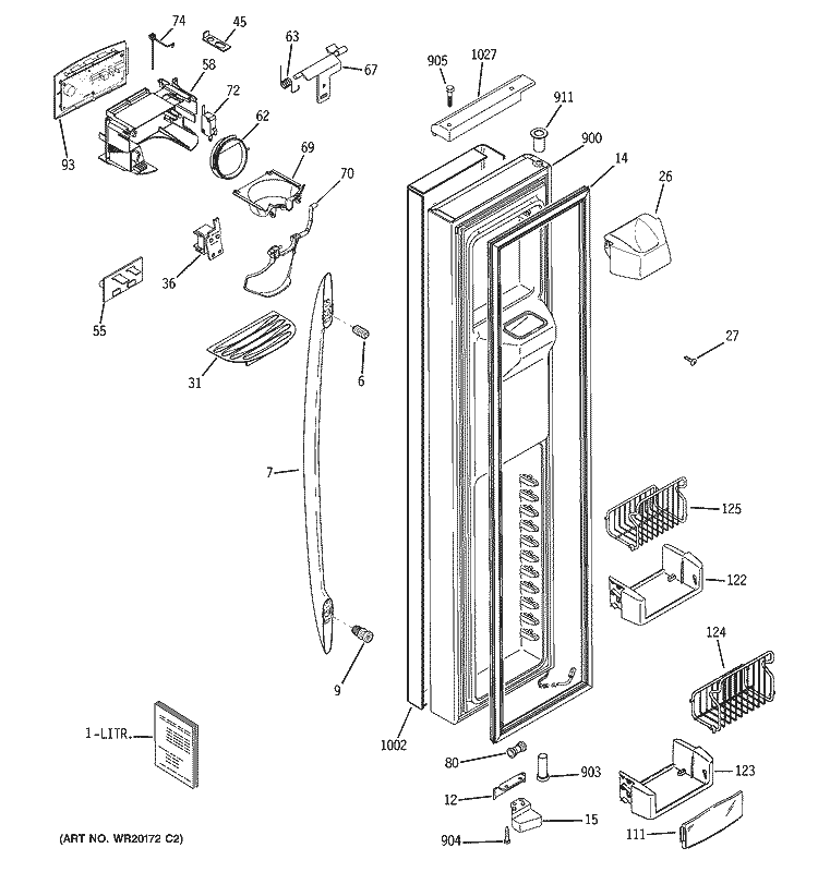 FREEZER DOOR Diagram and Parts List for PSH23PSTBSS  General Electric Refrigerator