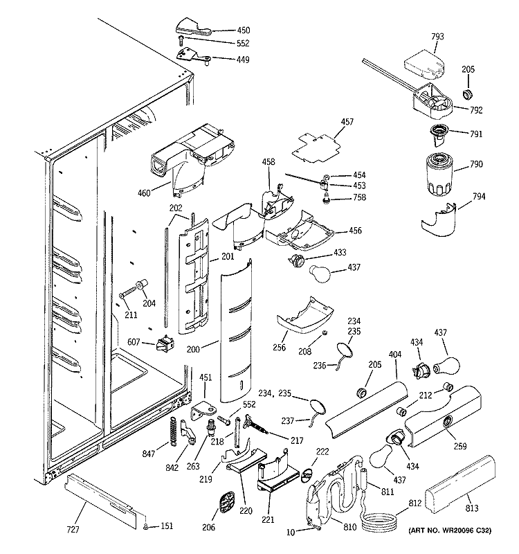 FRESH FOOD SECTION Diagram and Parts List for PSW26MSWASS  General Electric Refrigerator