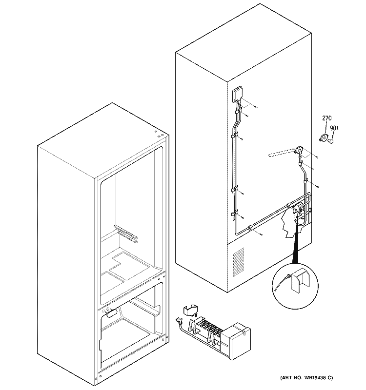 WATER SYSTEM Diagram and Parts List for PDS22MBPACC  General Electric Refrigerator