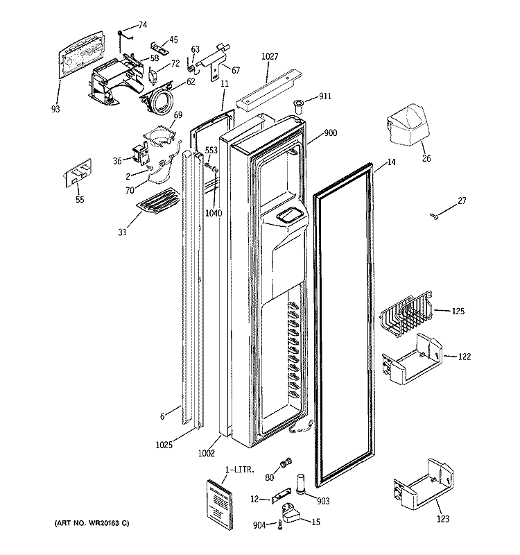 FREEZER DOOR Diagram and Parts List for PSH25PSWASV  General Electric Refrigerator