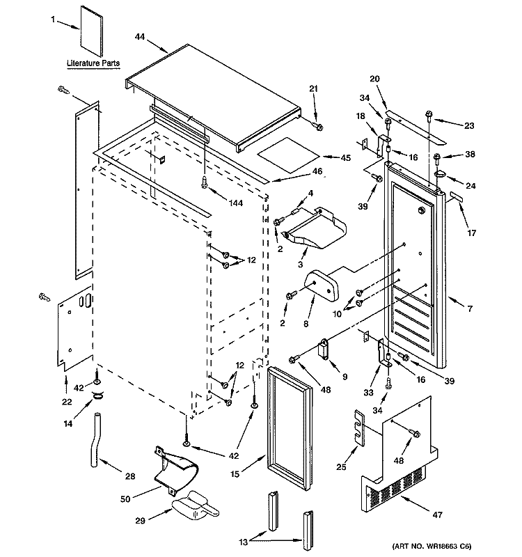 CABINET, LINER & DOOR PARTS Diagram and Parts List for ZDI15CKWW  General Electric Ice Maker