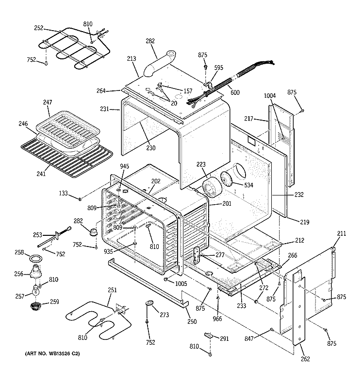 BODY PARTS Diagram and Parts List for JDS28WK1WW  General Electric Range