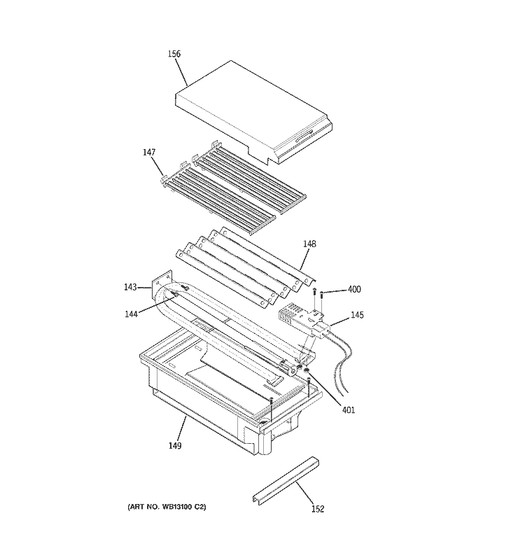 GRIDDLE ASSEMBLY Diagram and Parts List for ZDP48N6RH5SS  General Electric Range