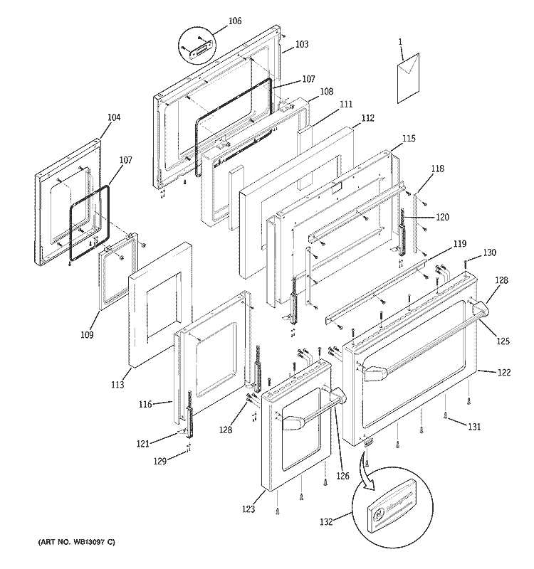 DOORS Diagram and Parts List for ZDP48N6RH5SS  General Electric Range