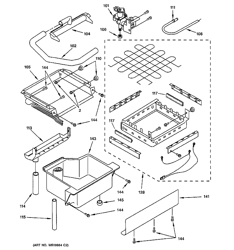 EVAPORATOR, ICE CUTTER GRID & WATER PARTS Diagram and Parts List for ZDI15CBBD  General Electric Ice Maker