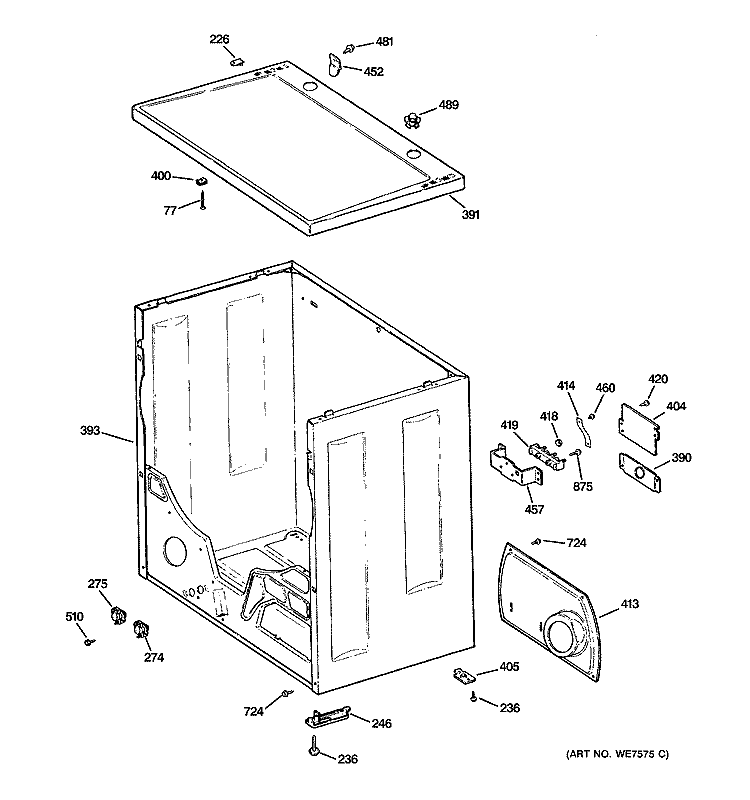 CABINET Diagram and Parts List for DLB3600SBLWH  Hotpoint Dryer