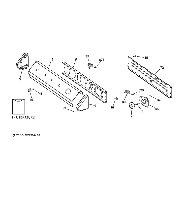 BACKSPLASH ASSEMBLY Diagram and Parts List for DLL3680SBLWH  Hotpoint Dryer