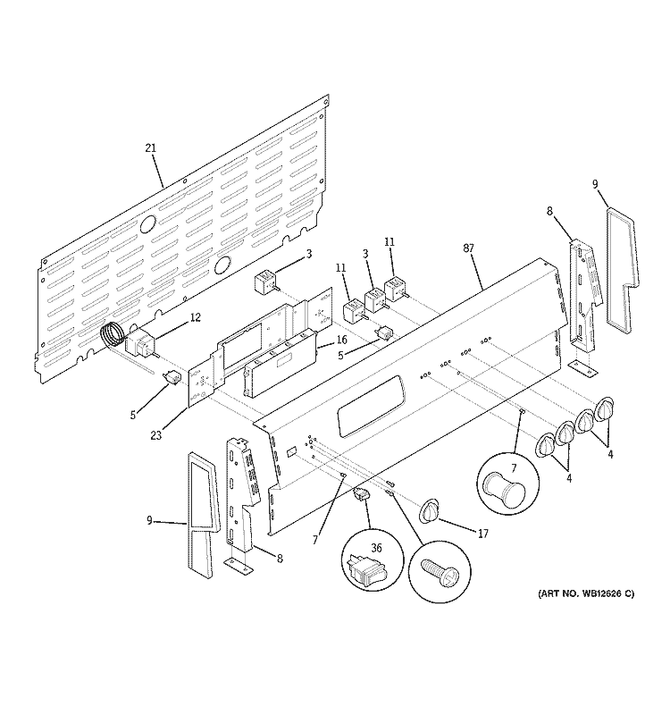 CONTROL PANEL Diagram and Parts List for JCP67F4WW  General Electric Wall Oven