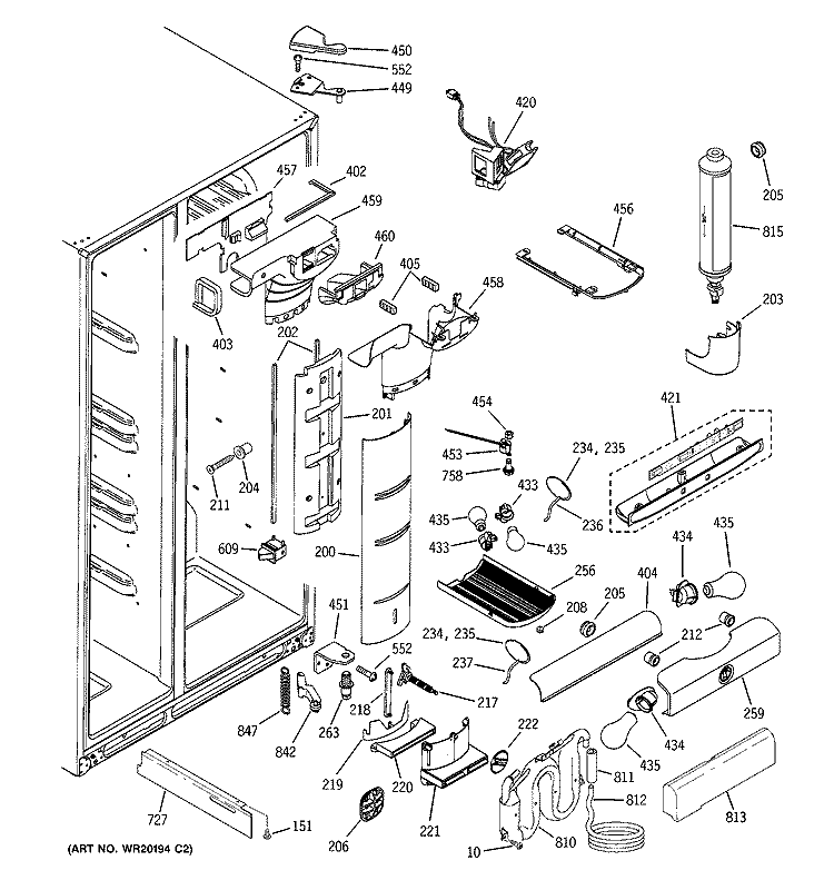 FRESH FOOD SECTION Diagram and Parts List for PSG27SIMHCBS  General Electric Refrigerator