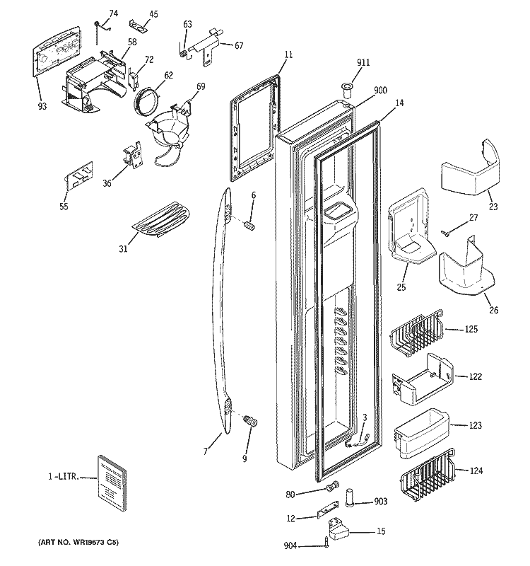 FREEZER DOOR Diagram and Parts List for PSS26PSSCSS  General Electric Refrigerator