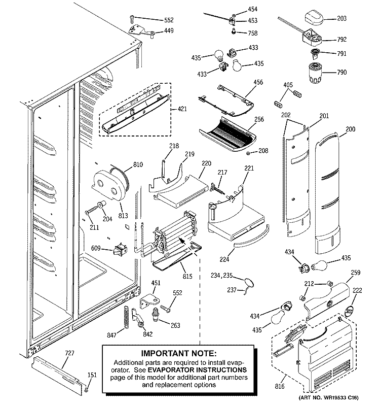 FRESH FOOD SECTION Diagram and Parts List for PJG25MGTAFKB  General Electric Refrigerator