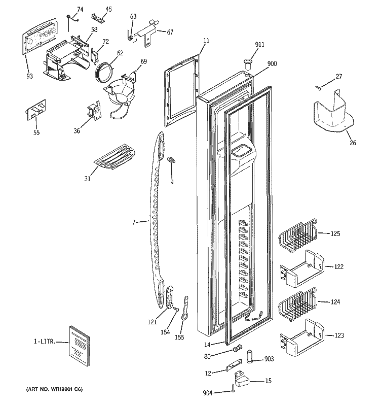 FREEZER DOOR Diagram and Parts List for PSF26PGTBBB  General Electric Refrigerator