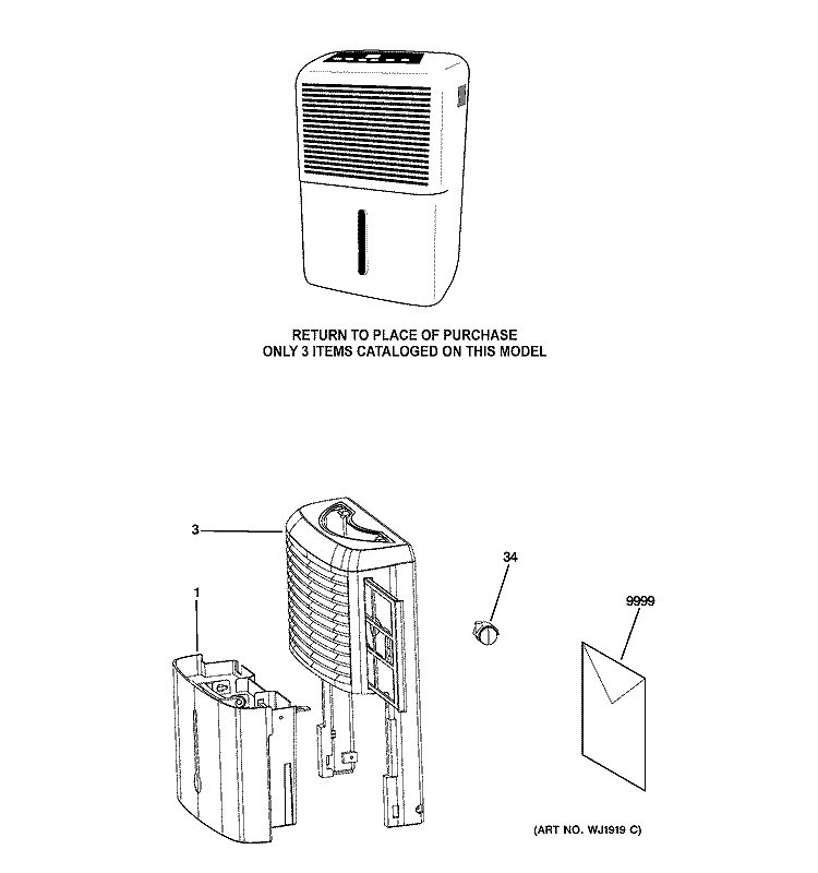 DEHUMIDIFIER Diagram and Parts List for AHM65LKM1  General Electric Dehumidifier