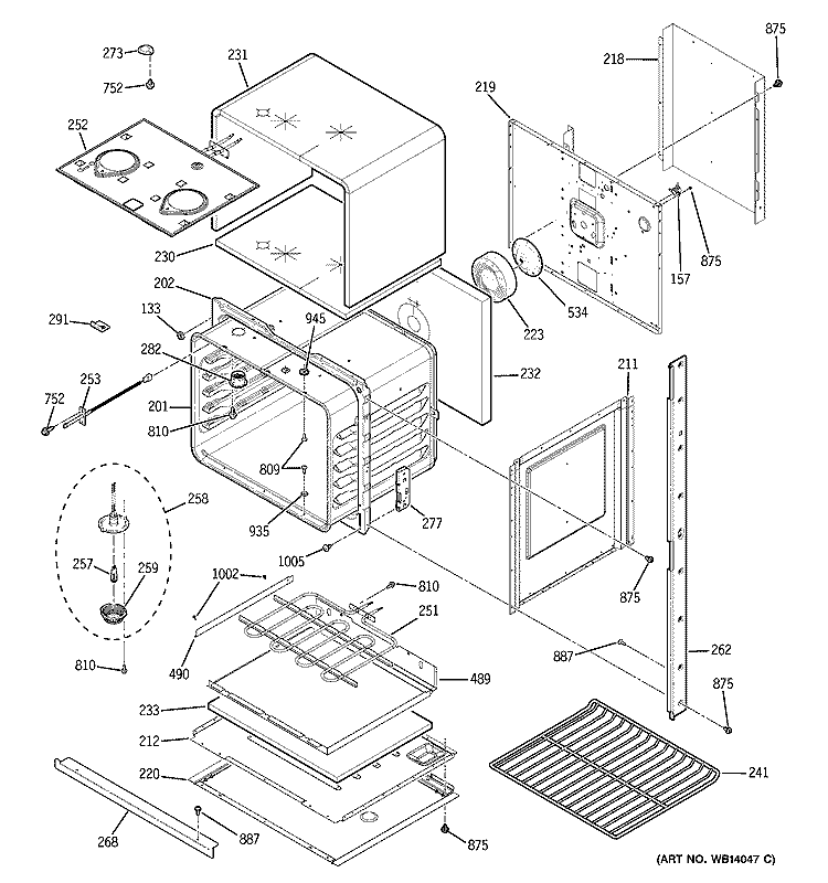 LOWER OVEN Diagram and Parts List for JTP55CM1CC  General Electric Wall Oven