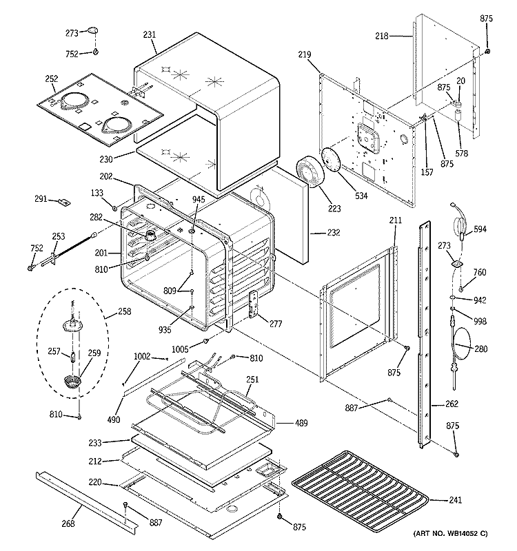 LOWER OVEN Diagram and Parts List for ZET958SM1SS  General Electric Wall Oven