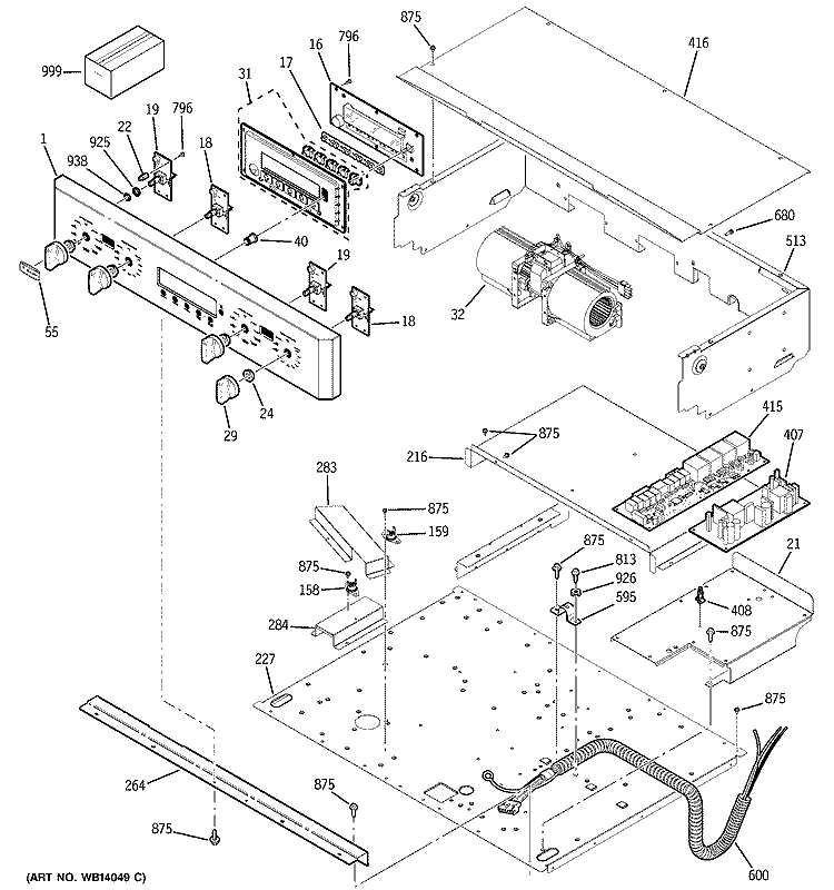 CONTROL PANEL Diagram and Parts List for ZET2PM1SS  General Electric Wall Oven