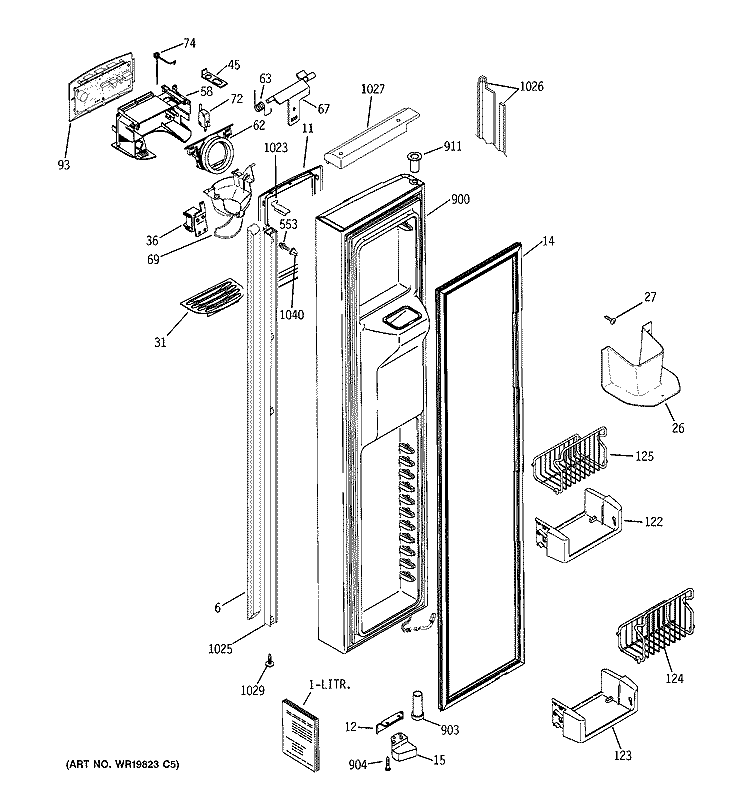 FREEZER DOOR Diagram and Parts List for PSH23PSTBSV  General Electric Refrigerator