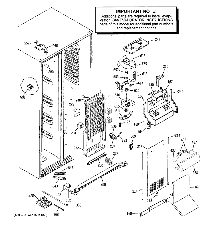 FREEZER SECTION Diagram and Parts List for PSH25PSTBSV  General Electric Refrigerator