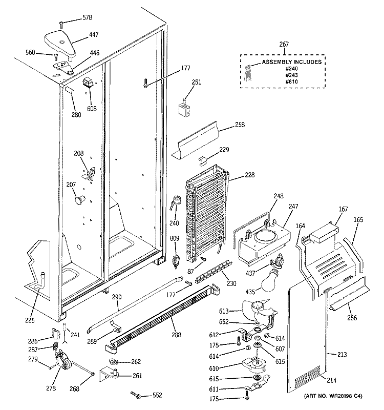 FREEZER SECTION Diagram and Parts List for ESL22JFWABS  General Electric Refrigerator