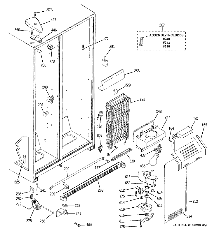 FREEZER SECTION Diagram and Parts List for ESL25JFWBBS  General Electric Refrigerator
