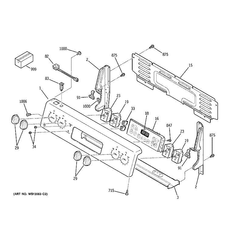 CONTROL PANEL Diagram and Parts List for JCBP66WJ3WW  General Electric Range