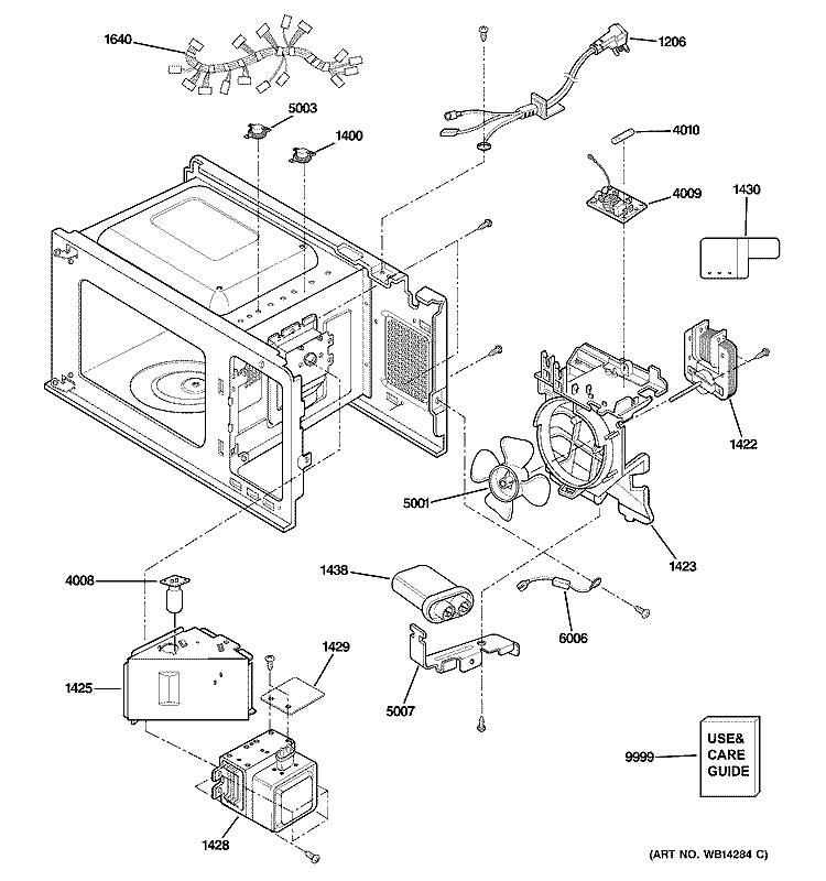 INTERIOR PARTS 1 Diagram and Parts List for JES0736SM2SS  General Electric Microwave