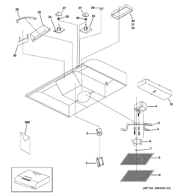 RANGE HOOD Diagram and Parts List for JV347H1BB  General Electric Range Hood