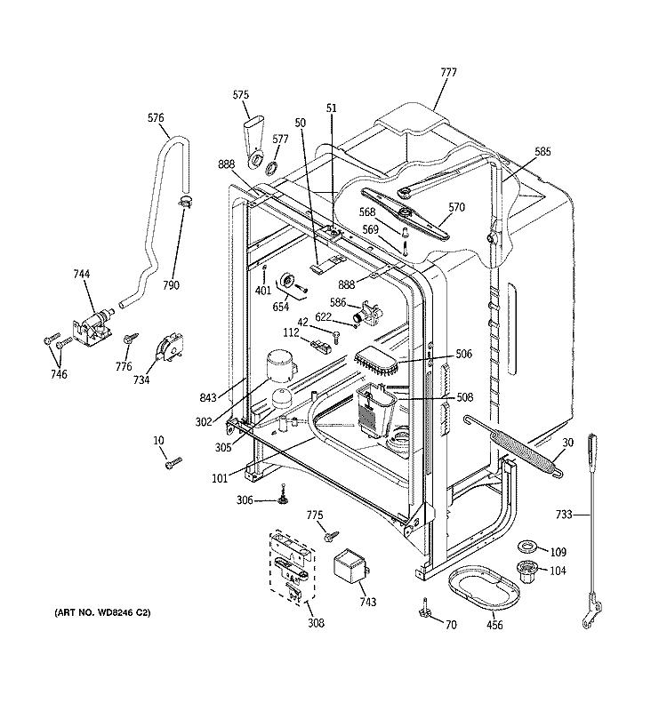 BODY PARTS Diagram and Parts List for EDW6160N10SS  General Electric Dishwasher
