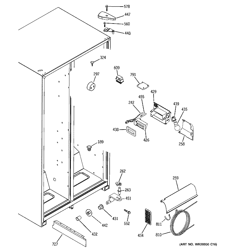 FRESH FOOD SECTION Diagram and Parts List for GSE22KETAFSS  General Electric Refrigerator