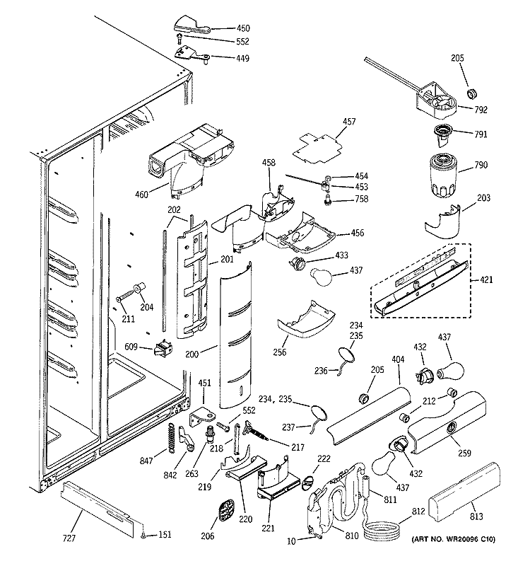 FRESH FOOD SECTION Diagram and Parts List for PCF23NGTECC  General Electric Refrigerator