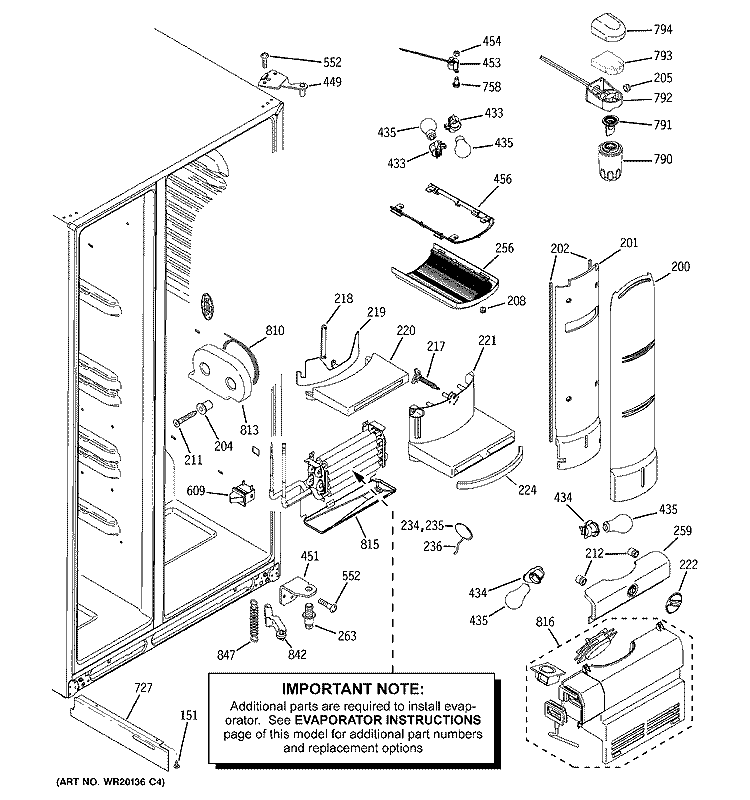 FRESH FOOD SECTION Diagram and Parts List for PSH23PSWASS  General Electric Refrigerator