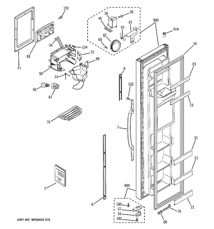FREEZER DOOR Diagram and Parts List for HSM22IFTBSA  Hotpoint Refrigerator