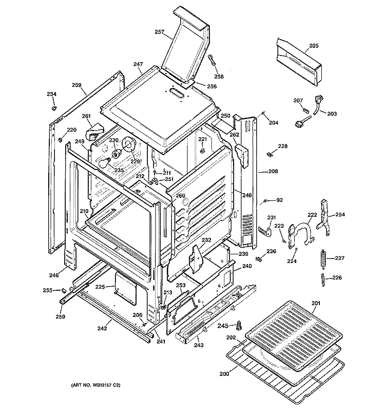 BODY PARTS Diagram and Parts List for RGB540SEH4SA  Hotpoint Range