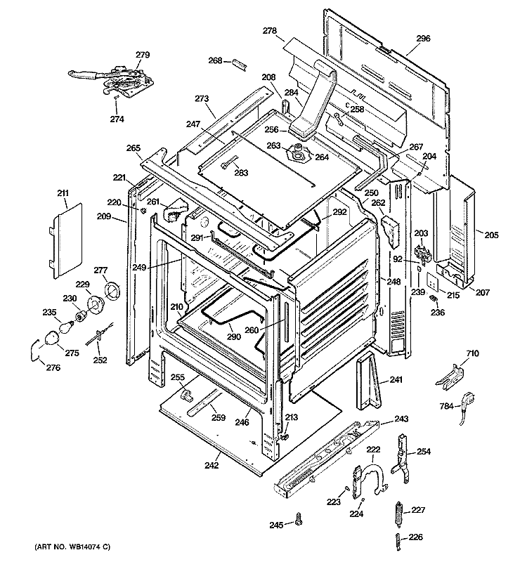 BODY PARTS Diagram and Parts List for RCB787WJ4WW  Hotpoint Range