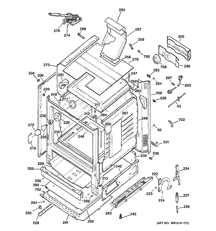 BODY PARTS Diagram and Parts List for RGB740BEHAWH  Hotpoint Range