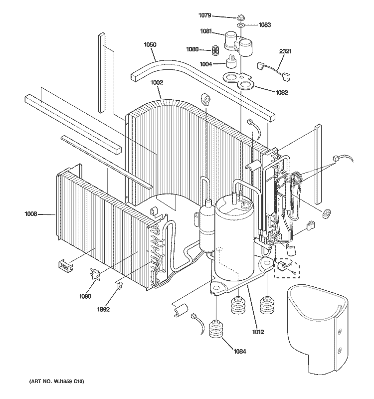 SEALED SYSTEM & COMPONENTS Diagram and Parts List for AJCS09DCCM2  General Electric Air Conditioner