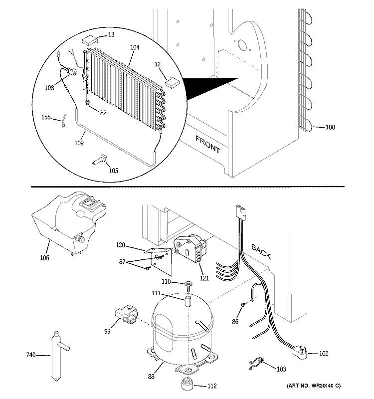 UNIT PARTS Diagram and Parts List for FUF14SUARWW  General Electric Freezer