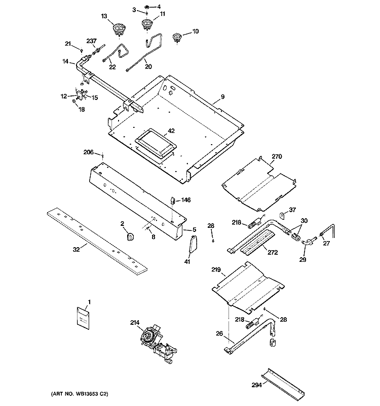 GAS & BURNER PARTS Diagram and Parts List for JGBP34SEL3SS  General Electric Range
