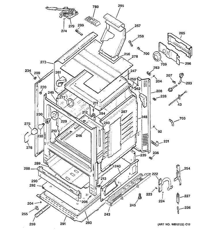 BODY PARTS Diagram and Parts List for JGBP36WEL2WW  General Electric Range