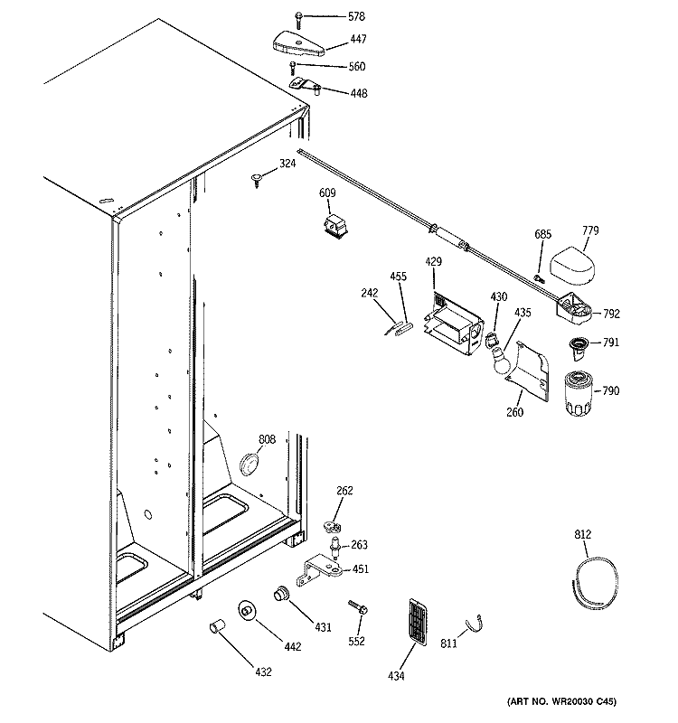 FRESH FOOD SECTION Diagram and Parts List for HSS25GFTECC  Hotpoint Refrigerator
