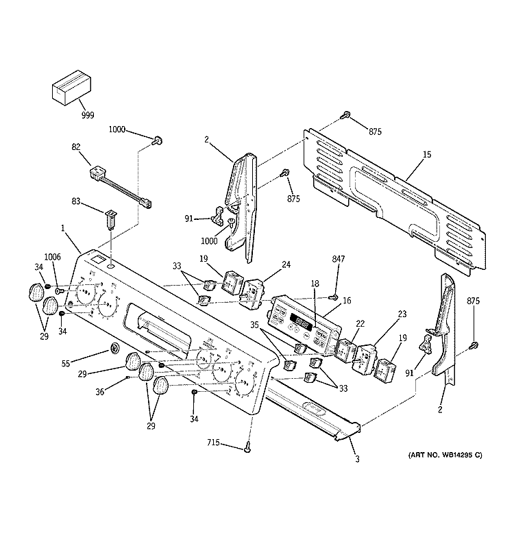 CONTROL PANEL Diagram and Parts List for ECBP82DM1WW  General Electric Range
