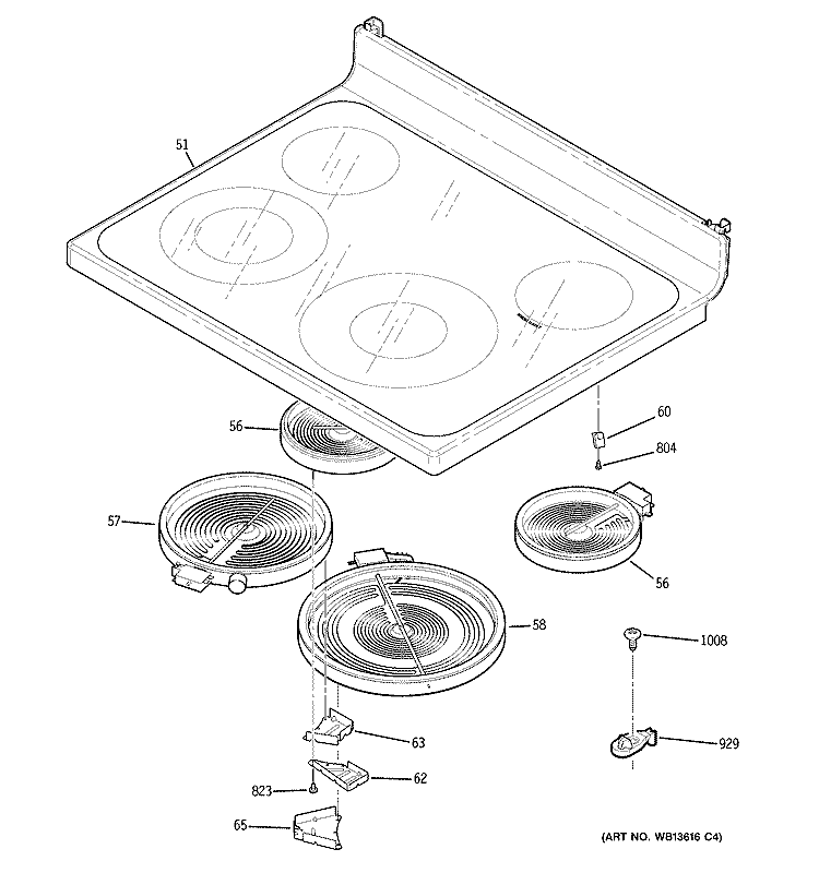 COOKTOP Diagram and Parts List for JBP65MM1BS  General Electric Range