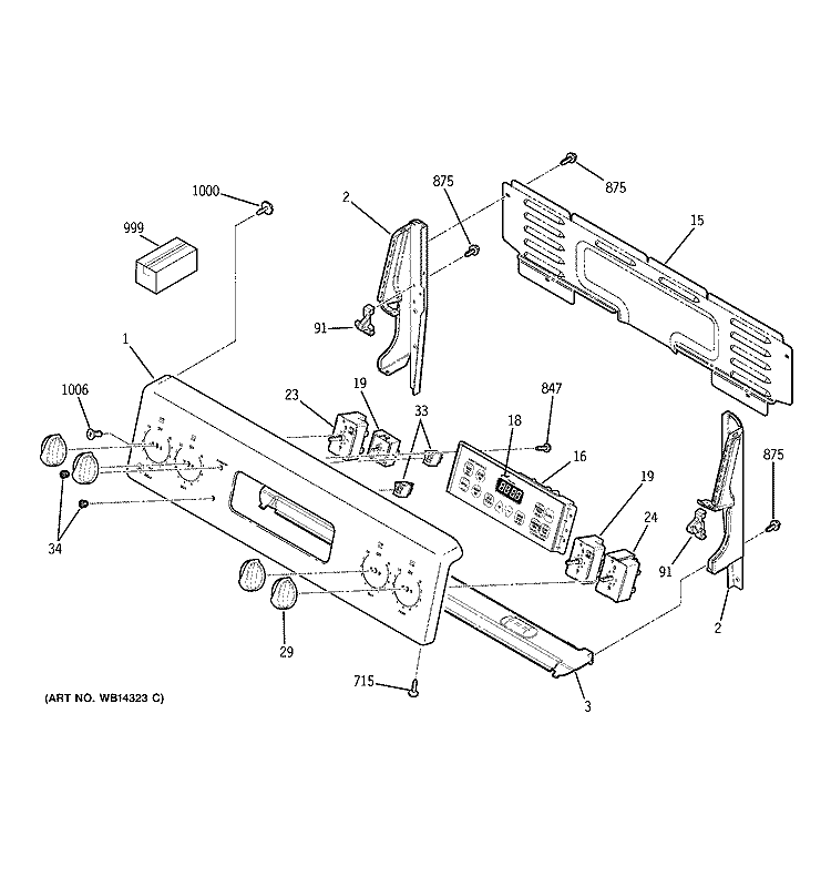 CONTROL PANEL Diagram and Parts List for JBP68MM1BS  General Electric Range