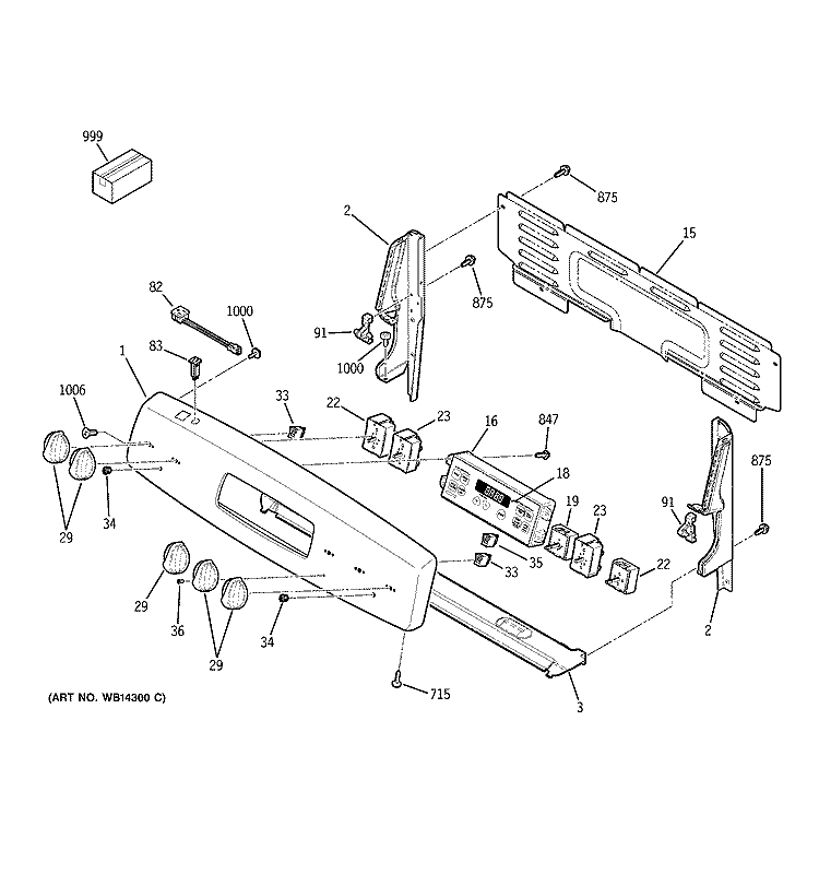 CONTROL PANEL Diagram and Parts List for JCB710DM1WW  General Electric Range
