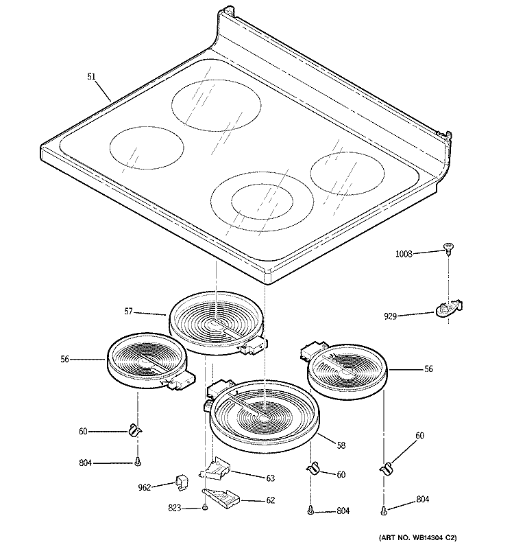 COOKTOP Diagram and Parts List for JCBP67SM1SS  General Electric Range