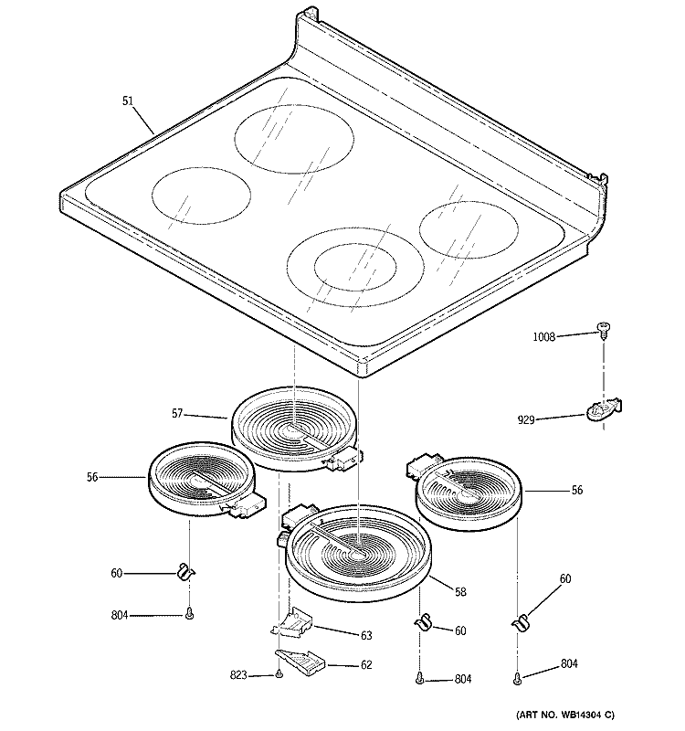 COOKTOP Diagram and Parts List for JCBP68SM1SS  General Electric Range