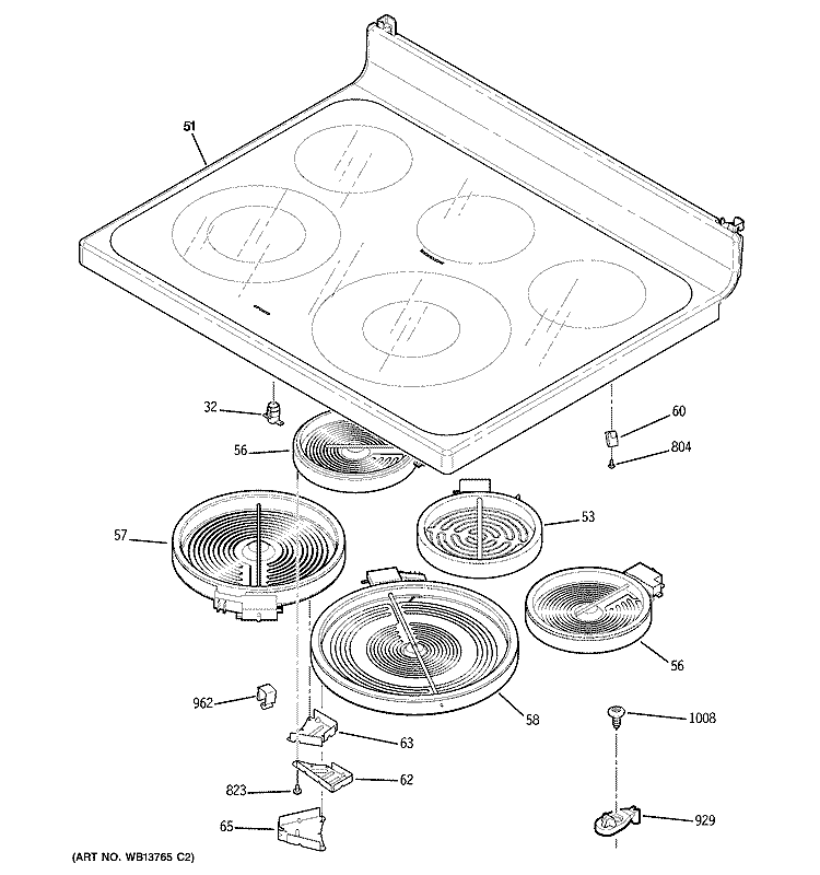 COOKTOP Diagram and Parts List for JCBP78DM1WW  General Electric Range