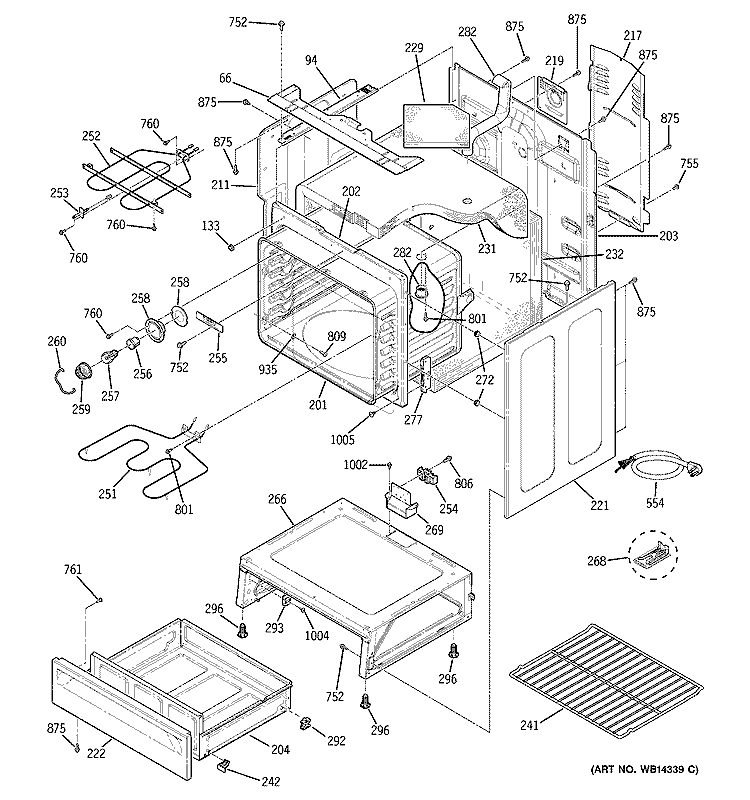 BODY PARTS Diagram and Parts List for JCBP78DM1WW  General Electric Range