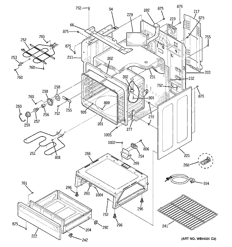 BODY PARTS Diagram and Parts List for JCBP83HM1WW  General Electric Range
